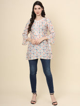 White Cotton Printed Tunic